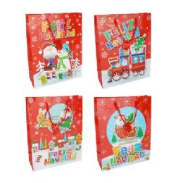 144 pieces Bh Christmas Bag Med Asst Feliz Navidad - Christmas Gift Bags and Boxes