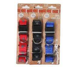 96 pieces Bp Dog Collar Md 12-20in 3 Asst Paws - Pet Collars and Leashes