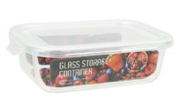 24 pieces Bh Rect Glass Container White Lid 21.6oz - Food Storage Containers