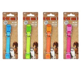 96 pieces Bp Dog Collar Xs 8-12in 4 Asst Neon - Pet Collars and Leashes