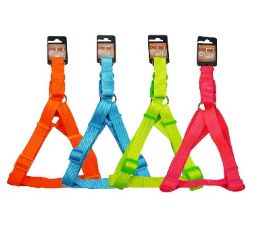 96 pieces Bp Dog Harness Lg 4 Asst Neon - Pet Collars and Leashes