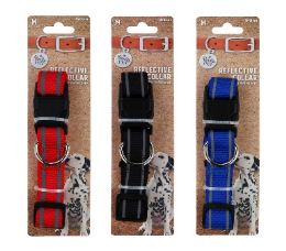 96 pieces Bp Dog Collar Md 3 Asst Reflective - Pet Collars and Leashes