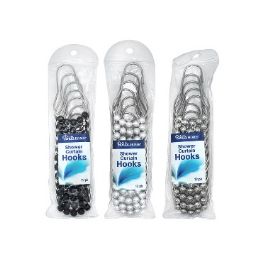 72 pieces Bh Shower Curtain Rings 12pc 3 Ast Metal - Shower Curtain