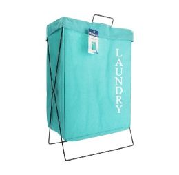 12 pieces Bh Teal Laundry Hamper W Metal 13x9x18in - Laundry Baskets & Hampers