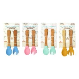 144 pieces Bonita Home Silicone Baby Spoon&fork Wood Handle - Baby Utensils