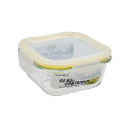 24 pieces Bh Sq Glass Cont Snap Yl Lid 17.5oz - Food Storage Containers