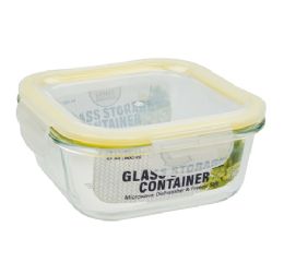 12 pieces Bh Sq Glass Cont Snap Yl Lid 27.05oz - Food Storage Containers