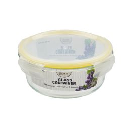 12 pieces Bh Rnd Glass Cont Snap Yl Lid 32oz - Food Storage Containers