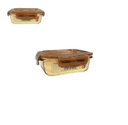 24 pieces Bh Rect Glass Cont Snap Amber Lid 12.5oz - Food Storage Containers