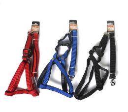 48 pieces Bp Dog Harness & Leash Set Md 3 Asst - Pet Collars and Leashes