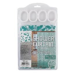 72 pieces Bh S-Curtain W-Hooks 70x70in Leaves pe - Shower Curtain