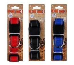 96 pieces Bp Dog Collar Lg 3 Asst Reflective - Pet Collars and Leashes