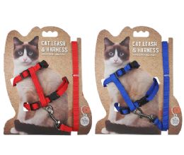 144 pieces Bp Cat Leash & Harness Set 2 Asst Solid - Pet Collars and Leashes