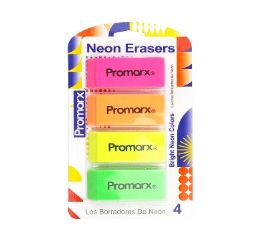 48 pieces Promarx Eraser 4ct Neon Colors - Erasers