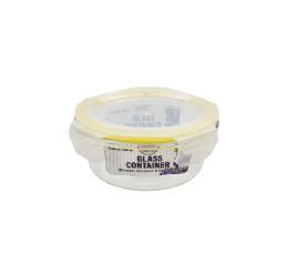 24 pieces Bh Rnd Glass Cont Snap Yl Lid 13.5oz - Food Storage Containers