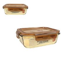 24 pieces Bh Rect Glass Cont Snap Amber Lid 21.6oz - Food Storage Containers
