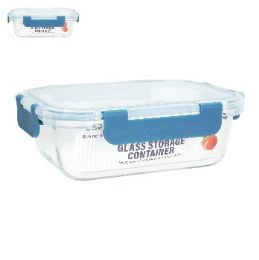 24 pieces Bh Rect Glass Cont Snap Bl Lid 21.6oz - Food Storage Containers