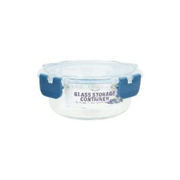 24 pieces Bh Rnd Glass Cont Snap Bl Lid 13.5oz - Food Storage Containers