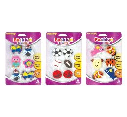 48 pieces Promarx Fashion Erasers Asst Designs 6ct - Erasers