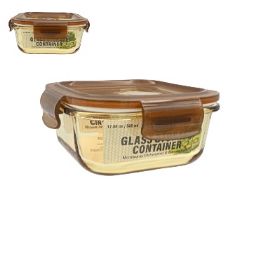 24 pieces Bh Sq Glass Cont Snap Amber Lid 17.59oz - Food Storage Containers