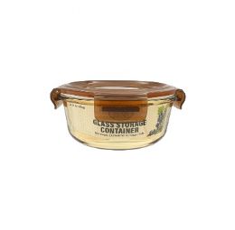 24 pieces Bh Rnd Glass Con Snap Amber Lid 21.99oz - Food Storage Containers