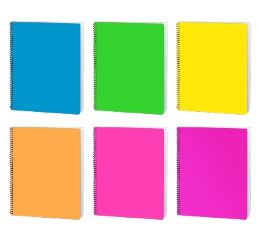 24 pieces Neon 70ct. Wide Ruled Theme Books, 6 Assorted Colors - Note Books & Writing Pads
