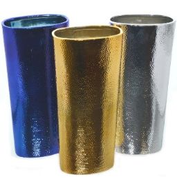 9 pieces Ceramic Metallic Vase Assorted 7 X 3.75 X 13.5 Inches - Glassware