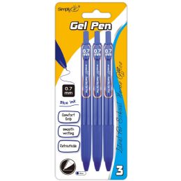 48 of 3 Retractable Gel Pen Blue With Cushion Grip