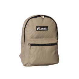 30 Pieces Basic Color Block Backpack In Khaki - Backpacks 15" or Less