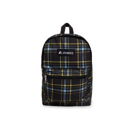 30 Pieces Basic Pattern Backpack In Yellow Blue Plaid - Backpacks 15" or Less