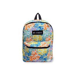 30 Pieces Basic Pattern Backpack In Watercolor Print - Backpacks 15" or Less