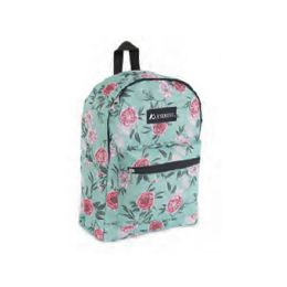 30 Pieces Basic Pattern Backpack In Green Flower Print - Backpacks 15" or Less