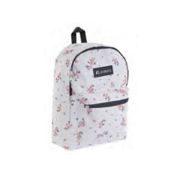 30 Pieces Basic Pattern Backpack In White Flower Print - Backpacks 15" or Less