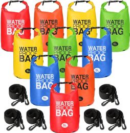 36 Pieces 5 Liter Water Proof Sealable Camping And Boating Bag Dry Bag Assorted Colors - Camping Gear
