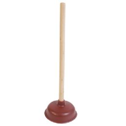 24 pieces Plunger Rubber W/ Wood Handle 5.5in Dia X 18.9in H K/d Packed Hrd Barbell Sticker - Store