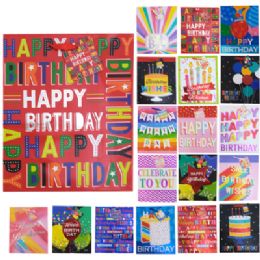 36 pieces Gift Bag Birthday Hotstamp Large 10.5 X 13 X 5.5 Asstd - Store