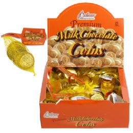 48 Wholesale Milk Chocolate Coins In Mesh Bag 1.27 Oz In 12pc Pdq