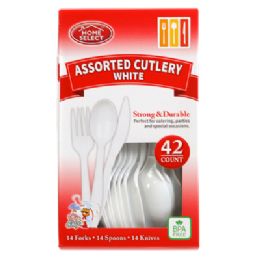 24 pieces Cutlery Plastic 42ct Assorted Boxed White Home Select - Plastic Dinnerware
