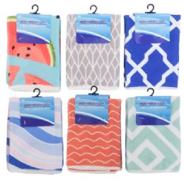 24 pieces Dish Cloth Microfiber 3pk 11.8 Sq In 2 Print + 1 Coord Solid Per Set 6 Asst Tcd/ Hook - Kitchen Towels