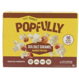 12 pieces Microwave Popcorn 8.46oz 3ct Bag Sea Salt Caramel Gourmet Popfully - Food & Beverage