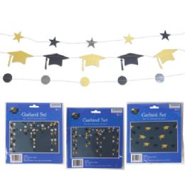 24 pieces Grad Garland 7ft Multifinish 4ct Star/ 3ct Cap/ 4ct Dot - Graduation