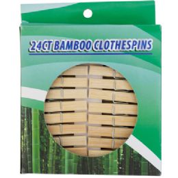24 packs Clothespins 24ct Bamboo Strong EcO-Friendly Window Boxed 2.76in L/ 7cm - Clothes Pins