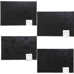 24 pieces Doormat Rubber Pin 4 Assorted Rectangle Designs Black 16x24 Packed In Bale Ref #ws922rc - Mats