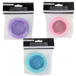 24 pieces Faux Eyelash Storage Plastic 3 Asst Colors 3 In Dia Opp/hdr On 12pc Disp Strip - Assorted Cosmetics
