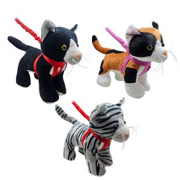 24 pieces Cats On A Leash - 3 Asst. Styles - Plush Toys