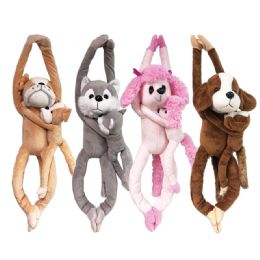 24 pieces 24 inch HanG-A-Boo Dog W/baby - 4 Asst. Styles - Pet Toys