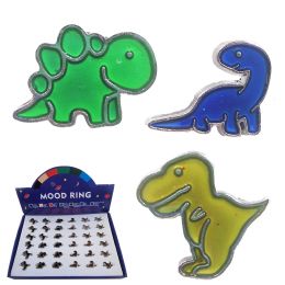 36 Wholesale Dinosaur Mood Ring - 4 Asst. Styles