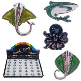 36 Wholesale Sealife Mood Ring - 4 Asst. Styles