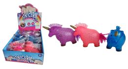 12 pieces 4 inch Light Up Squishy Unicorn W/gel Beads - Slime & Squishees