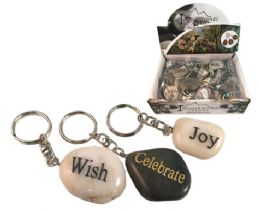 72 Wholesale Inspirational Stone Keychain